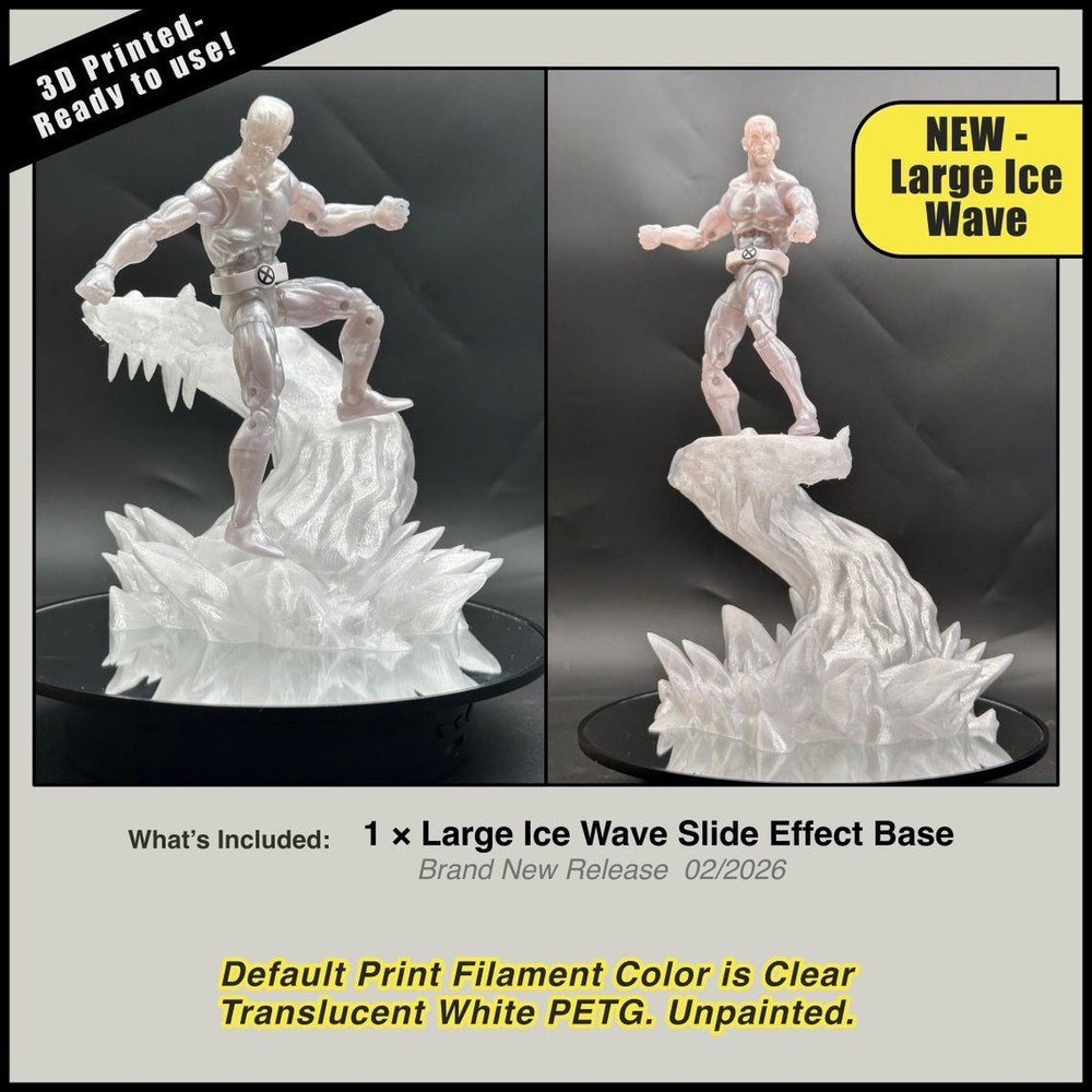 Large Ice Wave Slide Base | 3D Printed Ice Effects for Action Figures Props