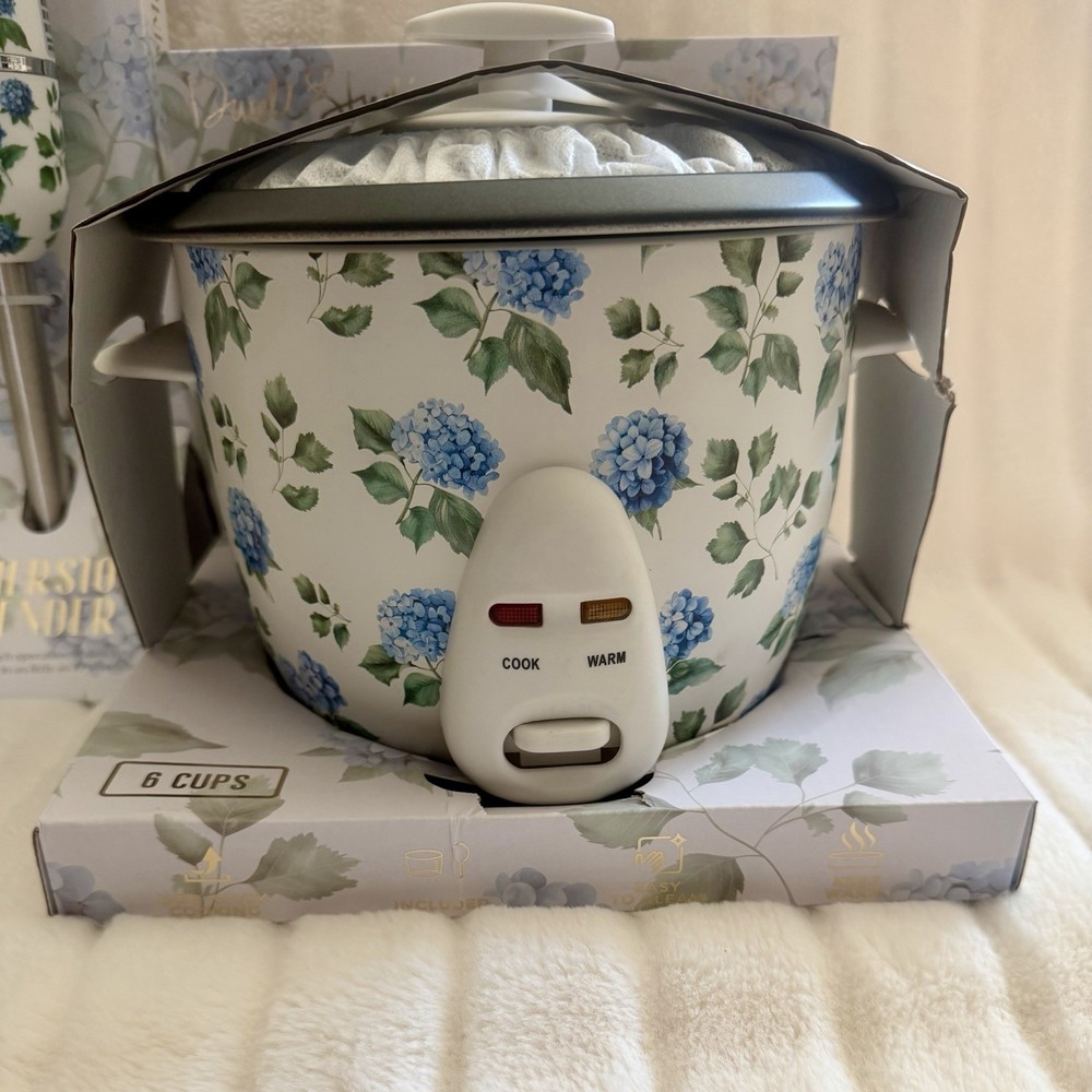 Dwell Studio Immersion Blender + Rice Cooker Viral Kitchen Set Blue Hydrangeas