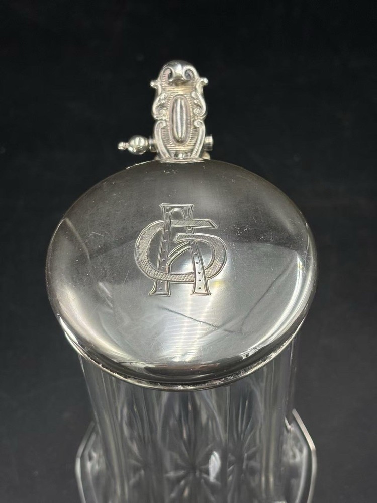 A German Made Cut Glass Lady’s Beer Mug With Solid Silver Lid