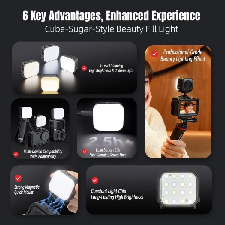 STARTRC Small Cube Fill Light for DJI Osmo Action 6/ 5 Pro/ 4/ 3