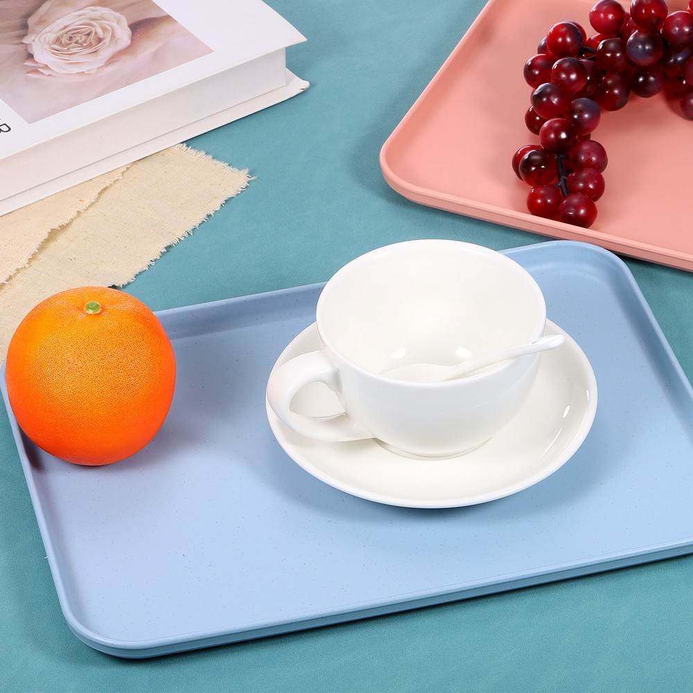 3Pcs 12.2"x8.7" Plates Rectangular Dinner Plates Reusable, Khaki