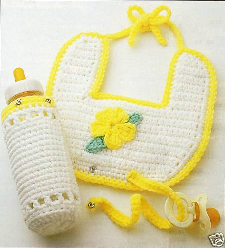 PRETTY Baby Bib Set/Crochet Pattern INSTRUCTIONS ONLY