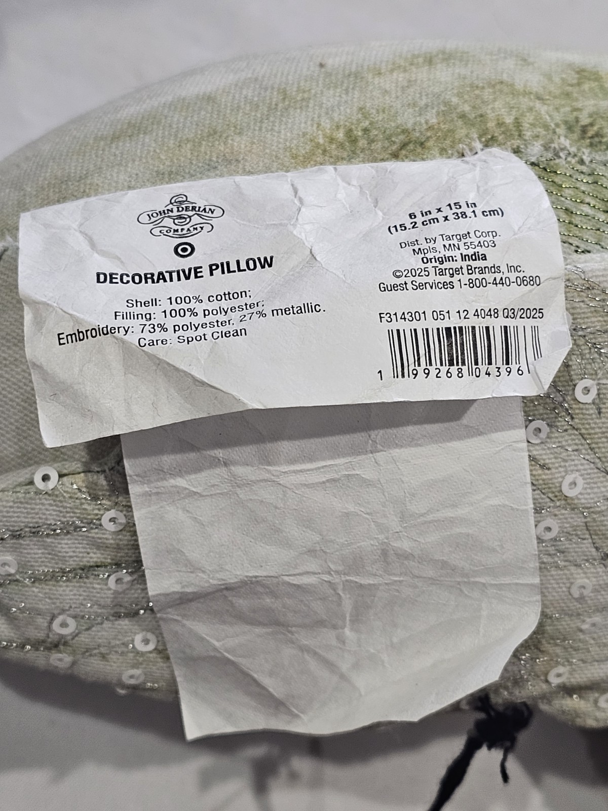 John Derian Target Dove Pillow Sequined Embroidered Beaded Decorative