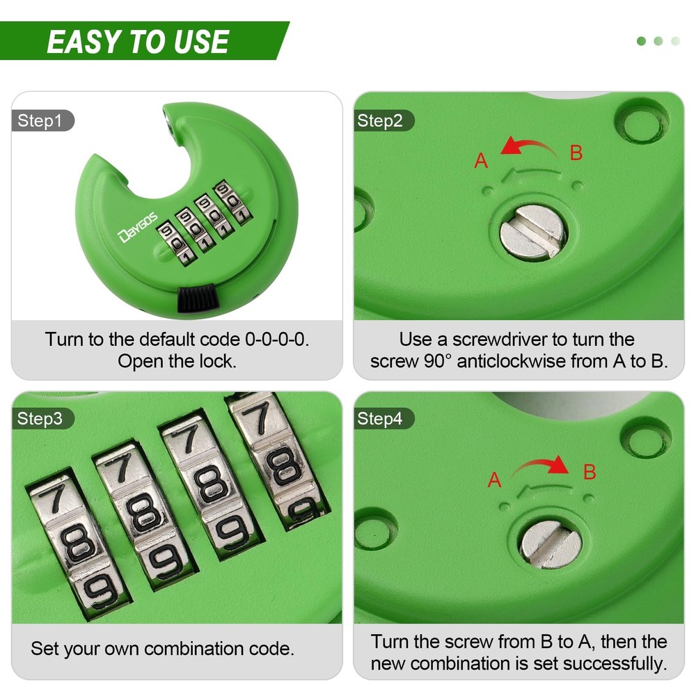 Combination Disc Padlocks for Outdoor - Heavy Duty 4 Digit Code Lock, Combo D...