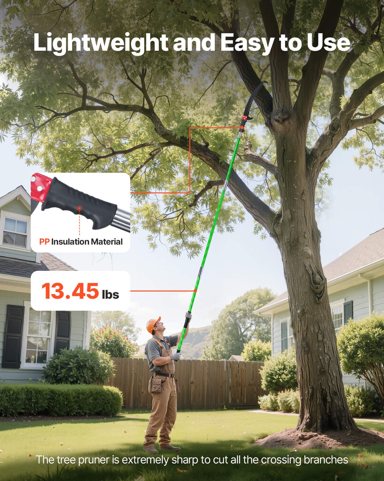 VEVOR Manual Pole Saw Extendable Pole Tree Pruner 3.87-27 ft 65Mn Steel Blade