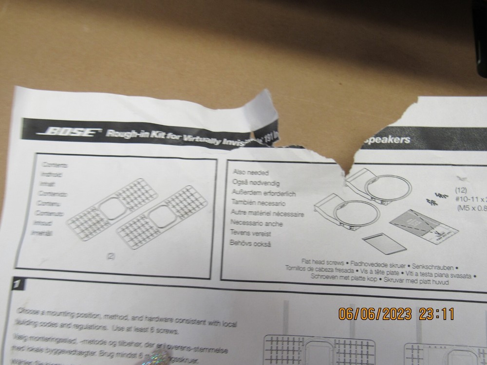 Bose Rough-In Kit VIRTUALLY 191 40404 PAIR NEW