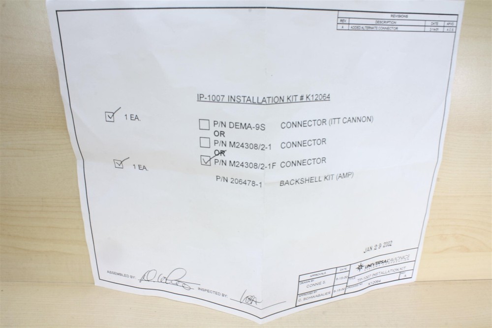 Universal Avionics TP-1007 Connector Kit K12064