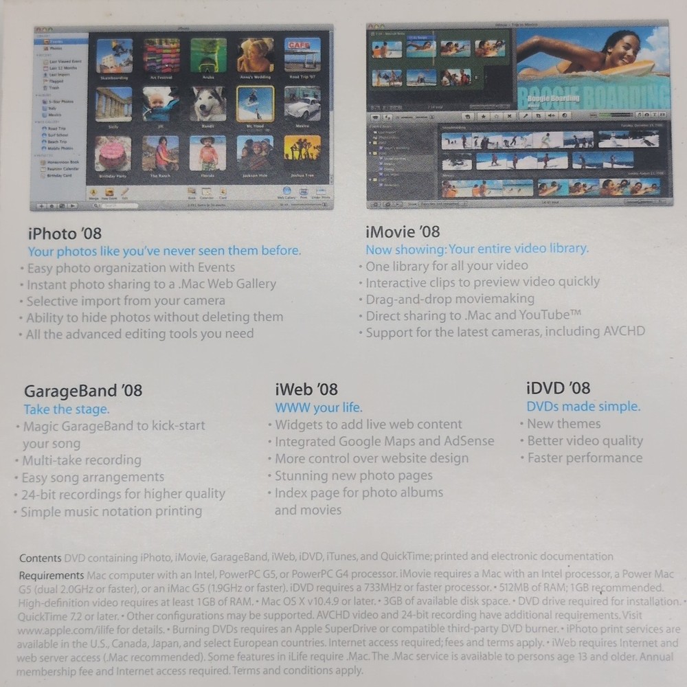 Mac Apple iWork & iLife ’08 Software Lot Bundle Discs