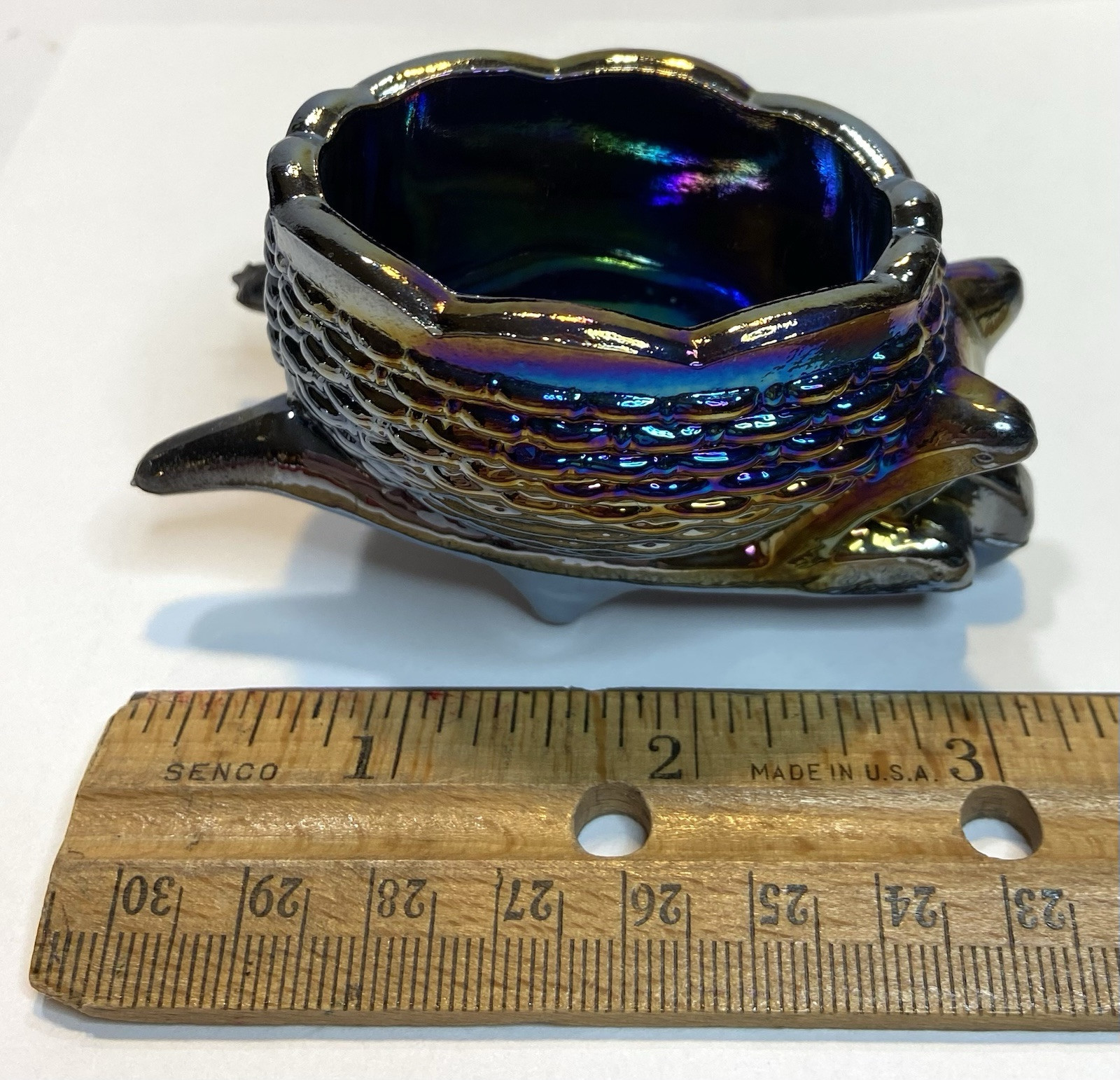 Vintage Wheelbarrow Carnival Glass Open Salt Cellar Figurine Iridescent EUC EB69