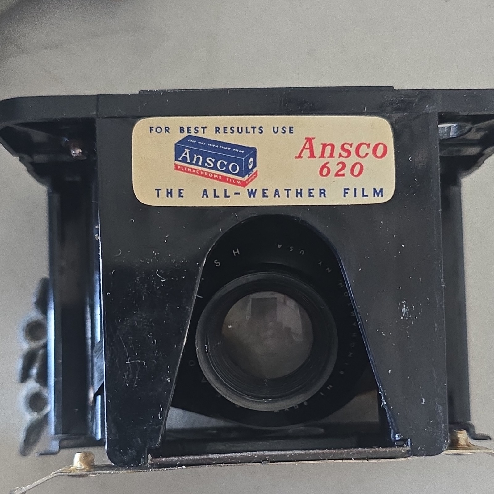 Ansco 620 Box Camera Black Gray with Aqua-Cam Mark II Housing and Accessories