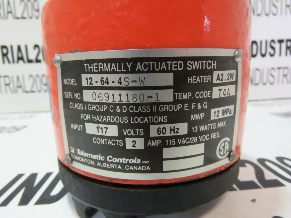 TELEMATIC CONTROLS THERMALLY ACTUATED SWITCH 12-64-4S-2 NEW