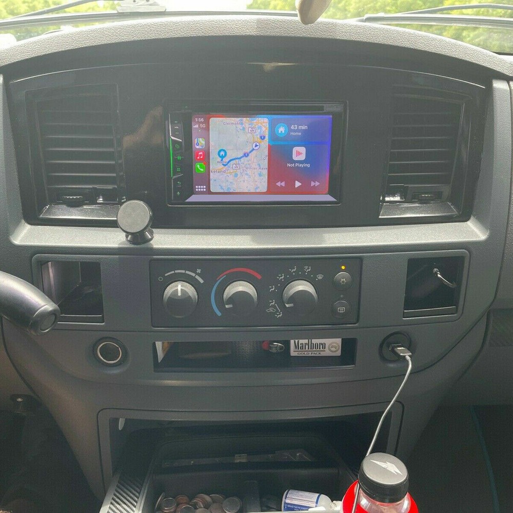 Radio Double Din Dash Install Bezel Kit Silver Slate Grey Fits 2006-09 Dodge Ram