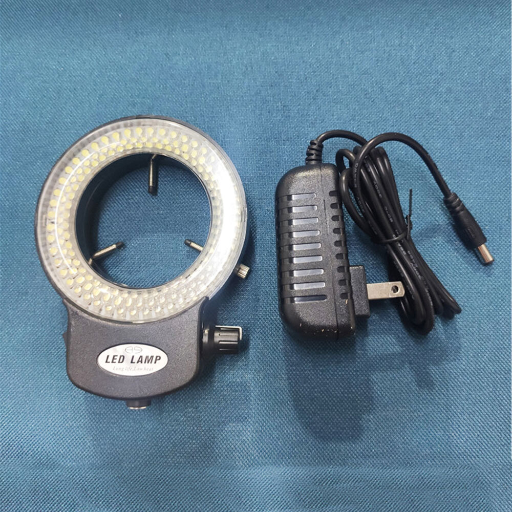 2* 144 LED Bulb Microscope Ring Light Illuminator Lamp US Plug Adjustable Black