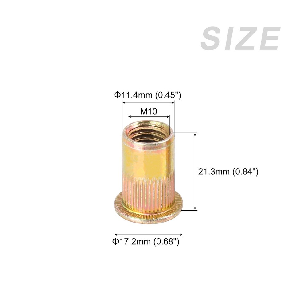 Rivet Nuts (M10) 25Pcs, Carbon Steel Knurled Threaded Insert Nuts