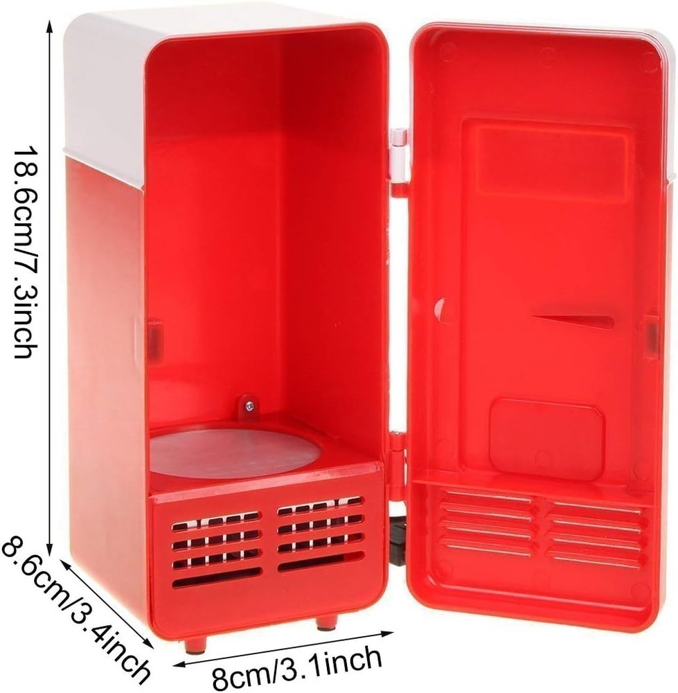 Versatile Mini USB Fridge with Cooling & Heating - Red Design for Office