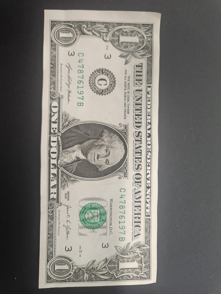 2021 One Dollar Bill misaligned Mint Condition