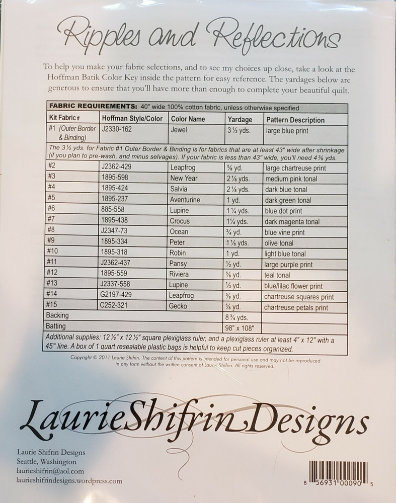 Laurie Shifrin Designs Ripples and Reflections  Pattern