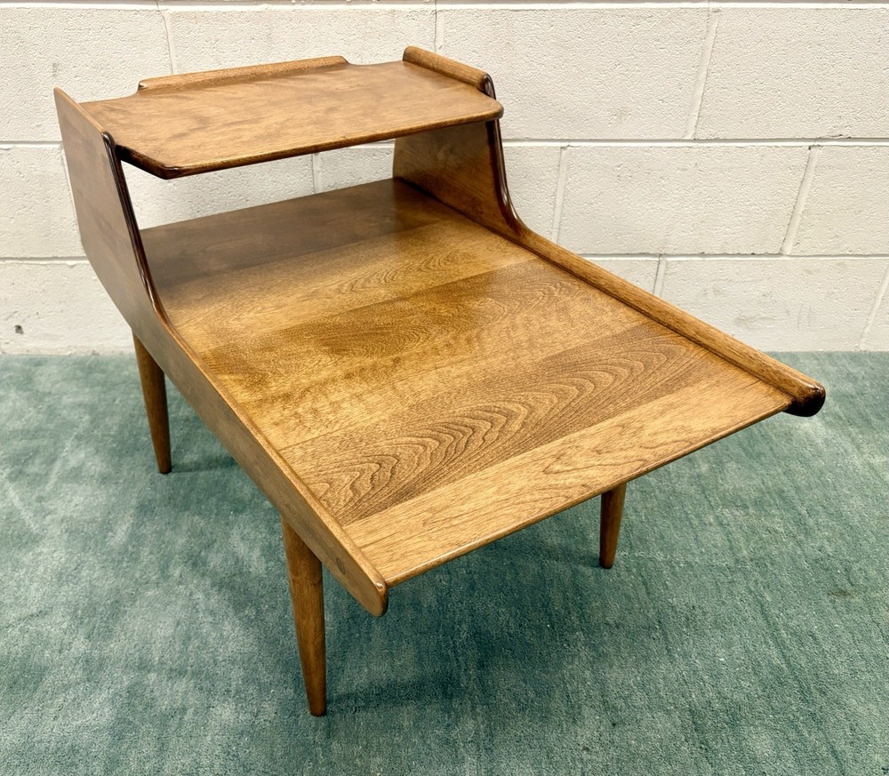 *PAIR* Russel Wright For Conant Ball Step Back Solid Birch MCM End Tables; Mint