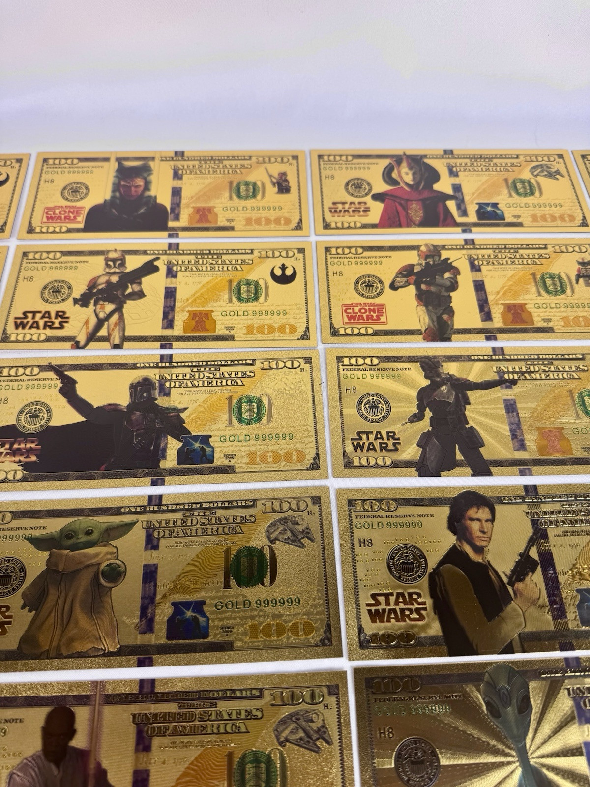 Star Wars Gold Foil Banknote Complete Set 45 pcs $100 Dollar Bills Great Gift!