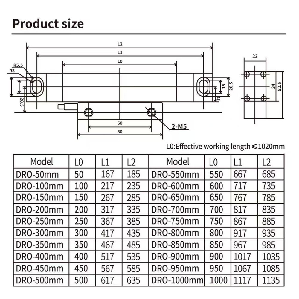 Digital Readout 2 Axis 3 Axis DRO Display Linear Optical Linear Scale Encoder 5U