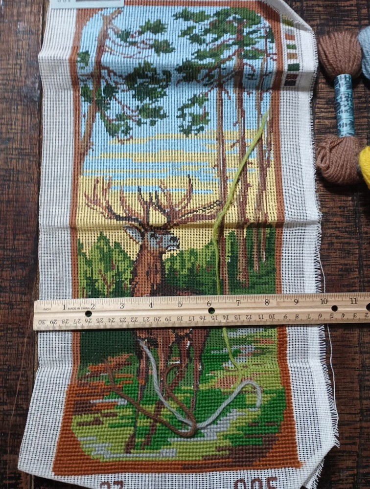 Denmark Ooe Needlework Canvas Deer Kit Wool Started