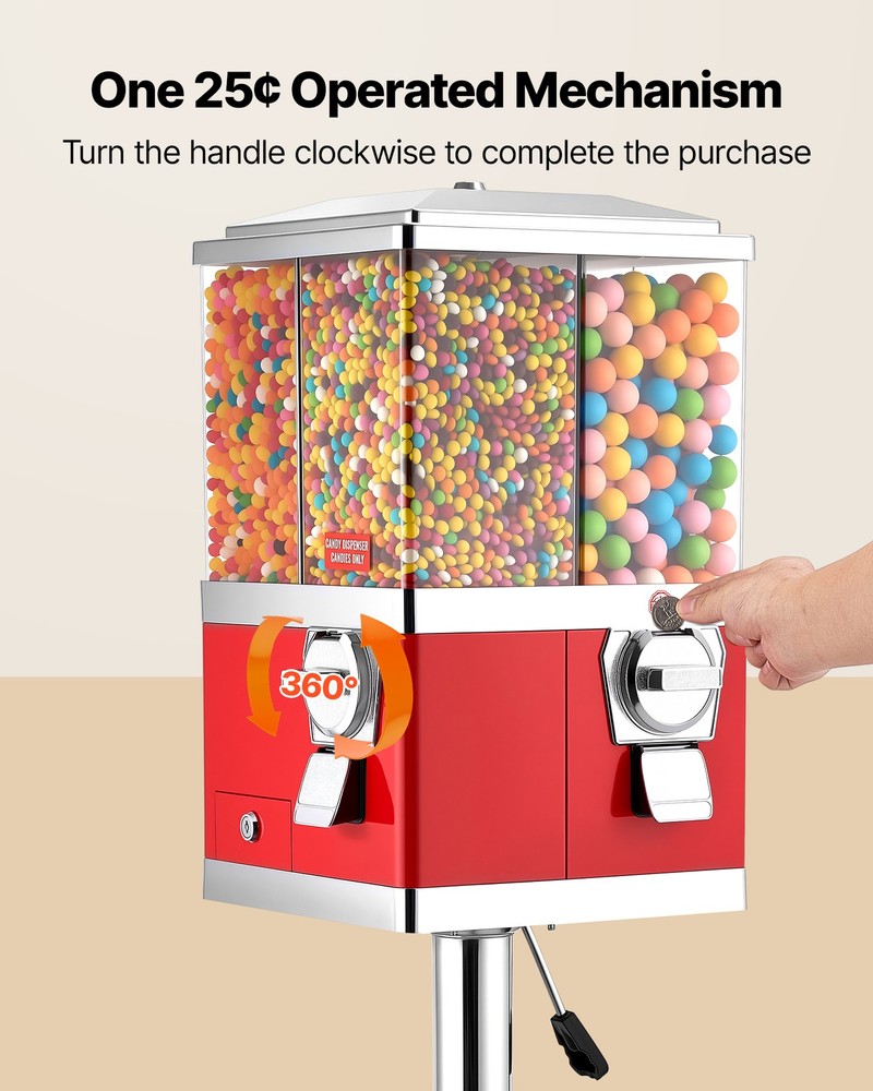 VEVOR Candy Vending Machine Four Compartment Candy Vending Machine with Stand