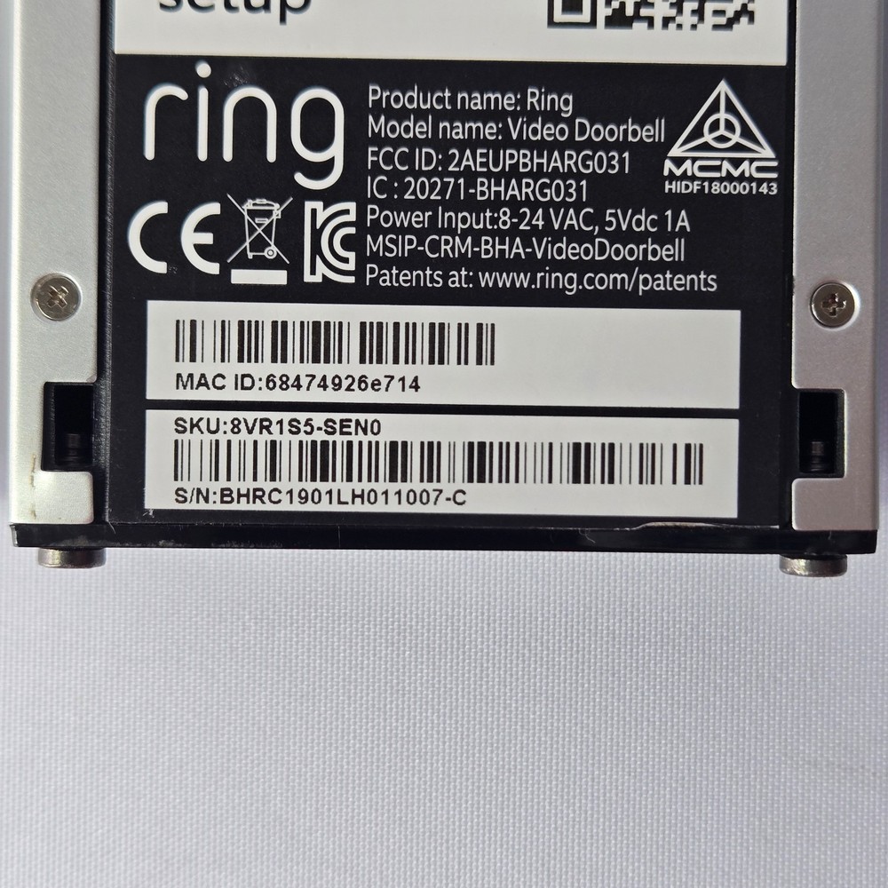 Ring Video Doorbell Smart Security Camera With Mount Kit