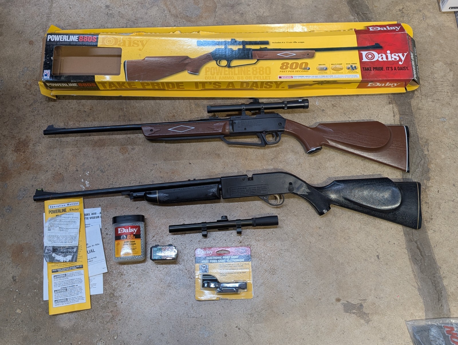 LOT Of 2 Vtg Daisy Powerline 880 - Crosman Powermaster 66 Air Rifle .177 Cal BB