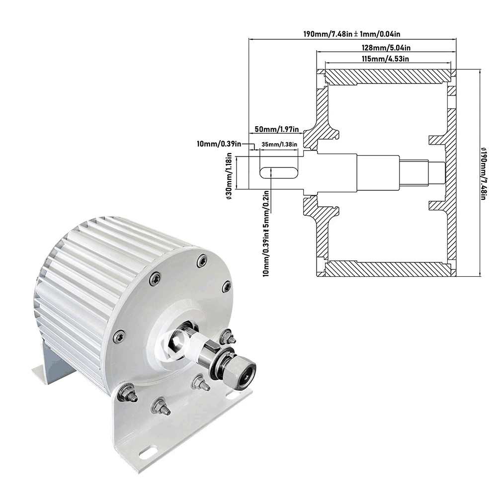 2000W 48V Permanent Magnet Generator 3 Phase Synchronous Low Torque Dynamo Motor