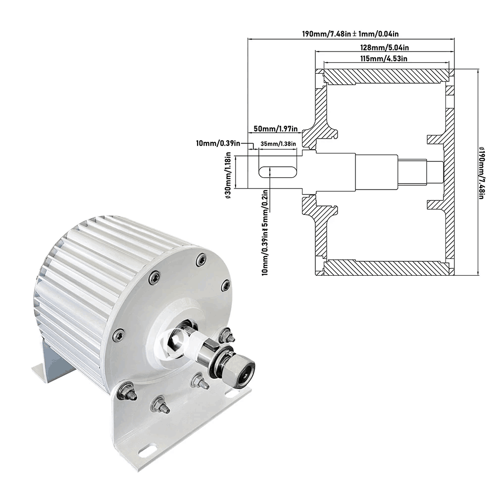 2000W Permanent Magnet Generator 3 Phase 48V Synchronous Low Torque Dynamo Motor