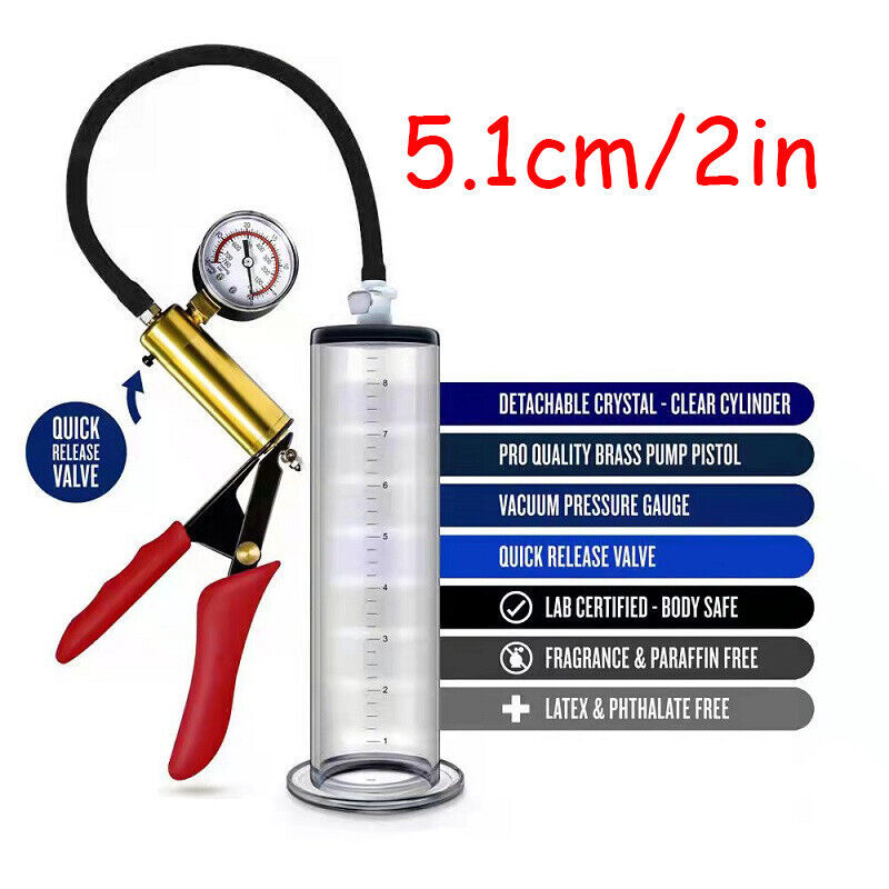 Penis Vacuum Pump Enhancer 9Inch Length Untapered Gauge Cylinder Diameter 1.7-3"