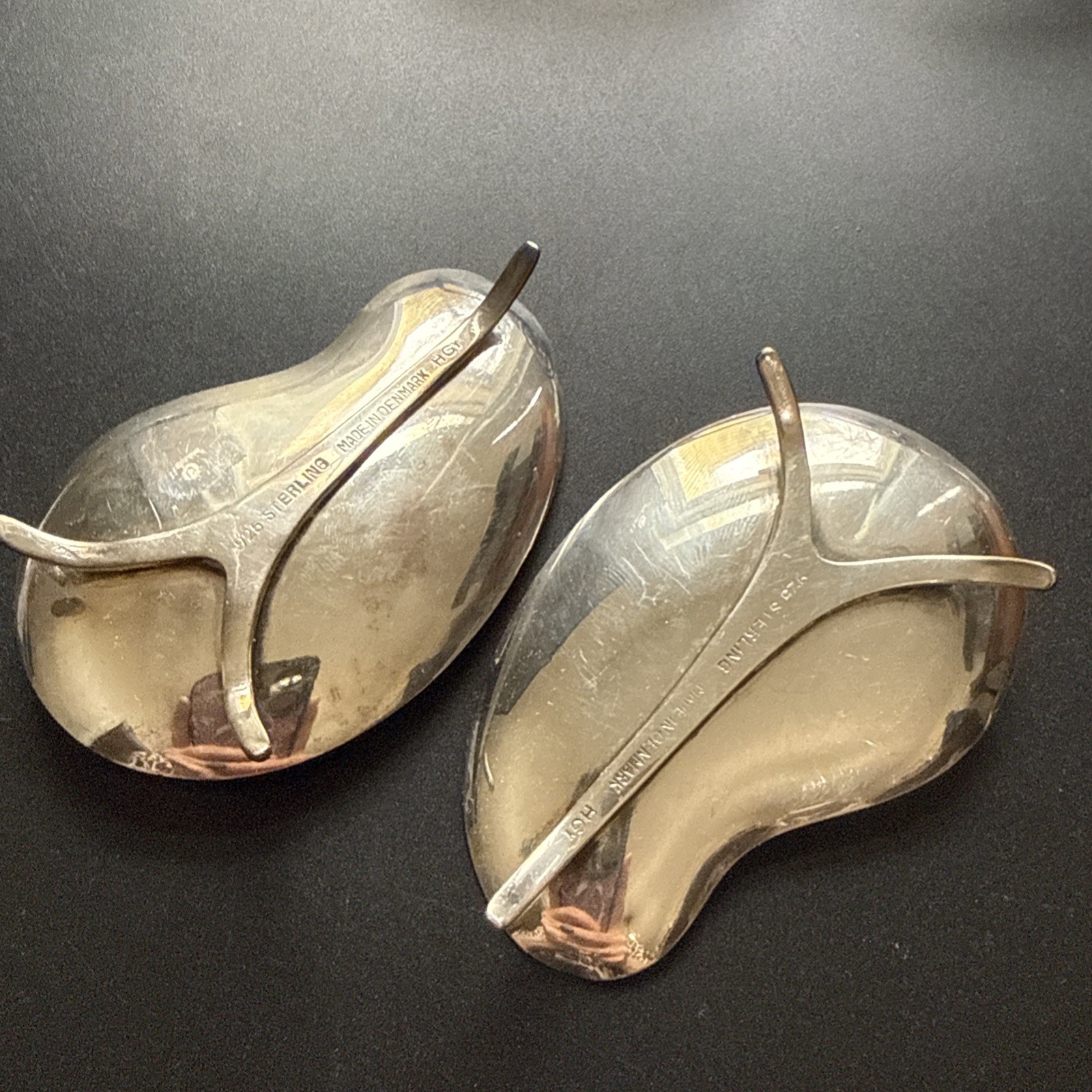 Mid Century Modern Sterling Silver Denmark Hugo Grun Candlestick Holders Pair