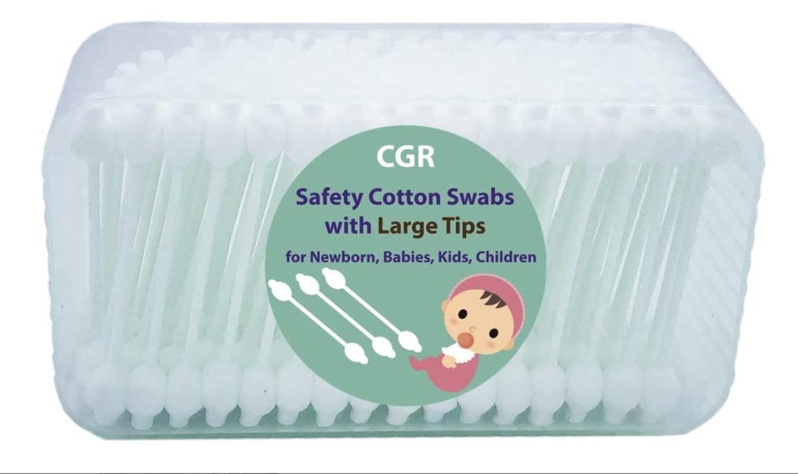 CGR Baby Safety Cotton Swabs 400-Pack - Large Tips Organic Cotton for Newborn &