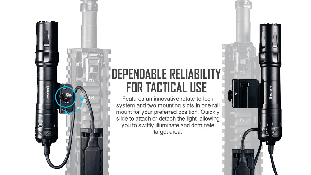 Olight Odin 2000 Lumen Rechargeable Quick Release Rail Mount Flashlight