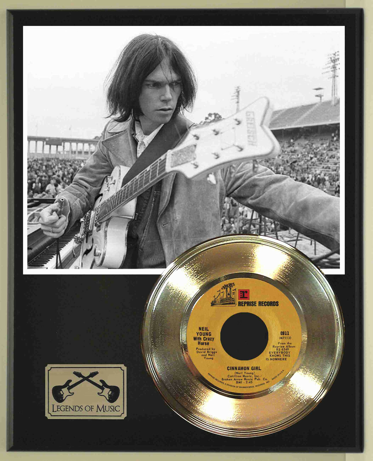 Neil Young "Cinnamon Girl" Record Display Wood Plaque