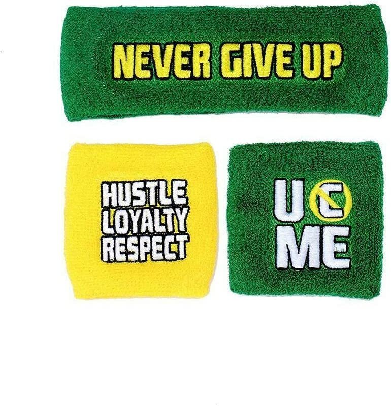 John Cena Earn The Day Green Yellow Headband Wristbands Set