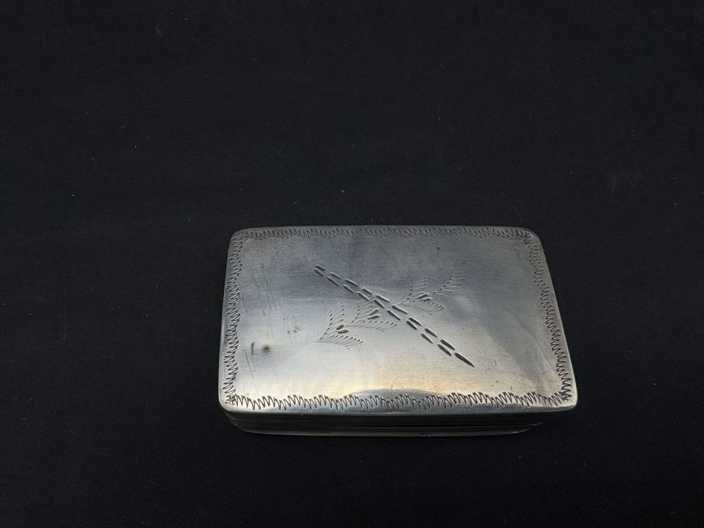 Antique Sterling Silver Hand Engraved Snuff Box