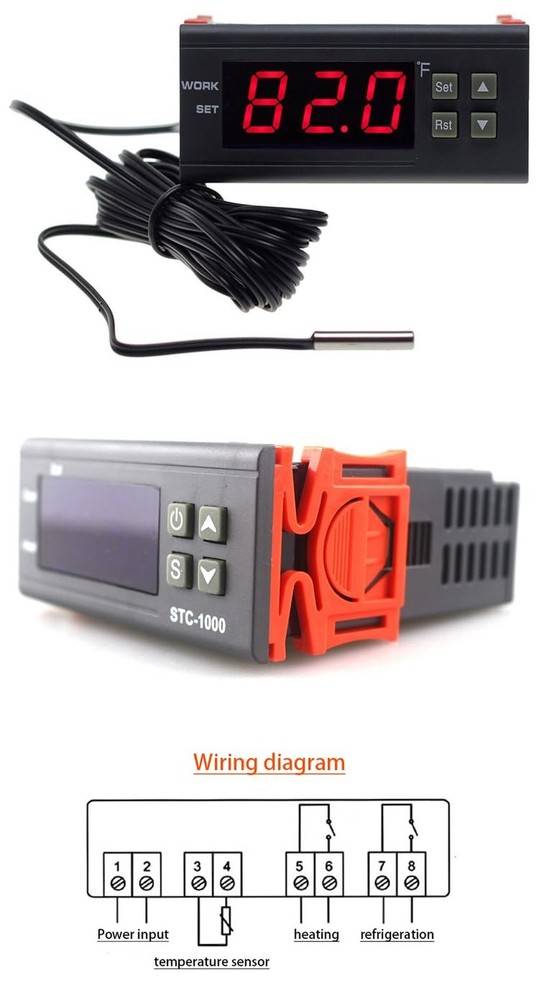 DC12V Digital Temperature Controller STC-1000 Digital LED Display Fahrenheit ...