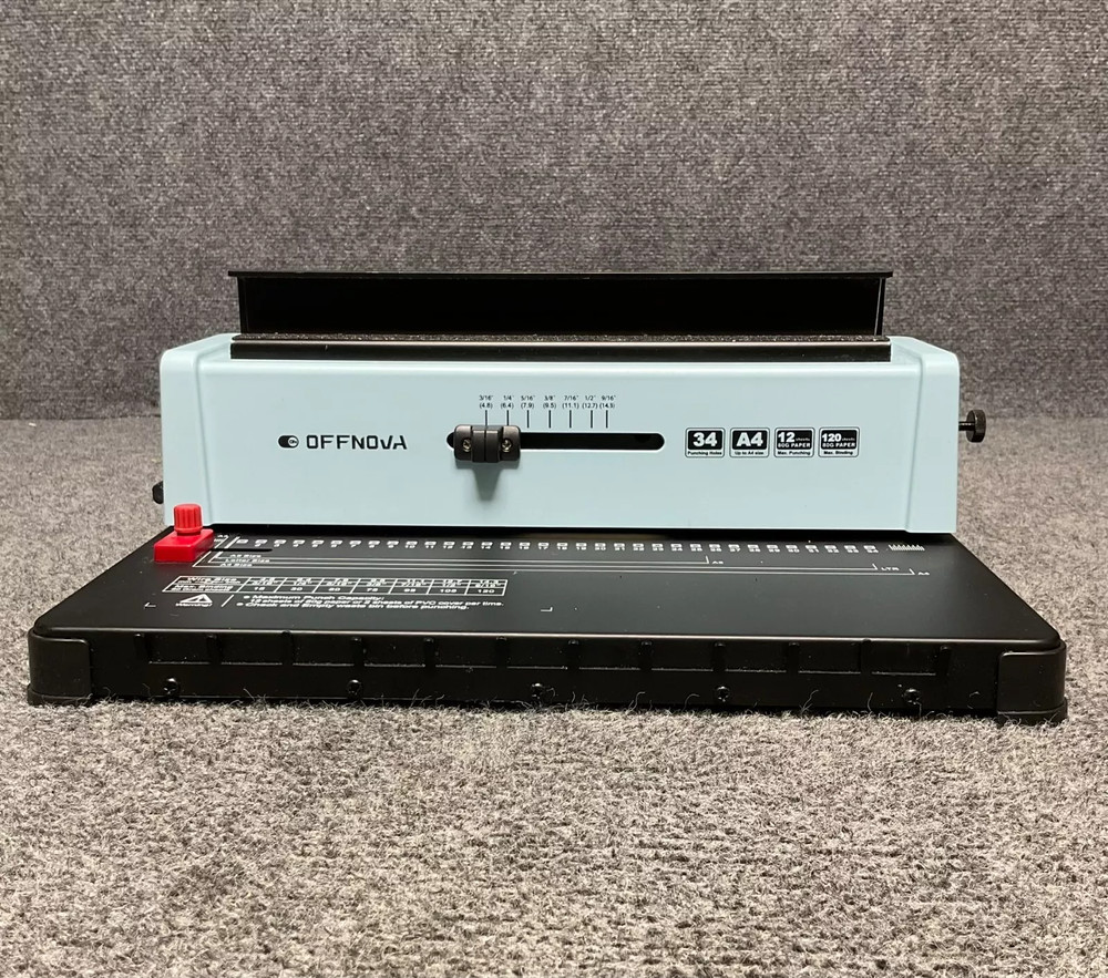 OFFNOVA Wire Binding Machine 📚 34 Square Punch Holes, Punches 12 Sheets, Binds