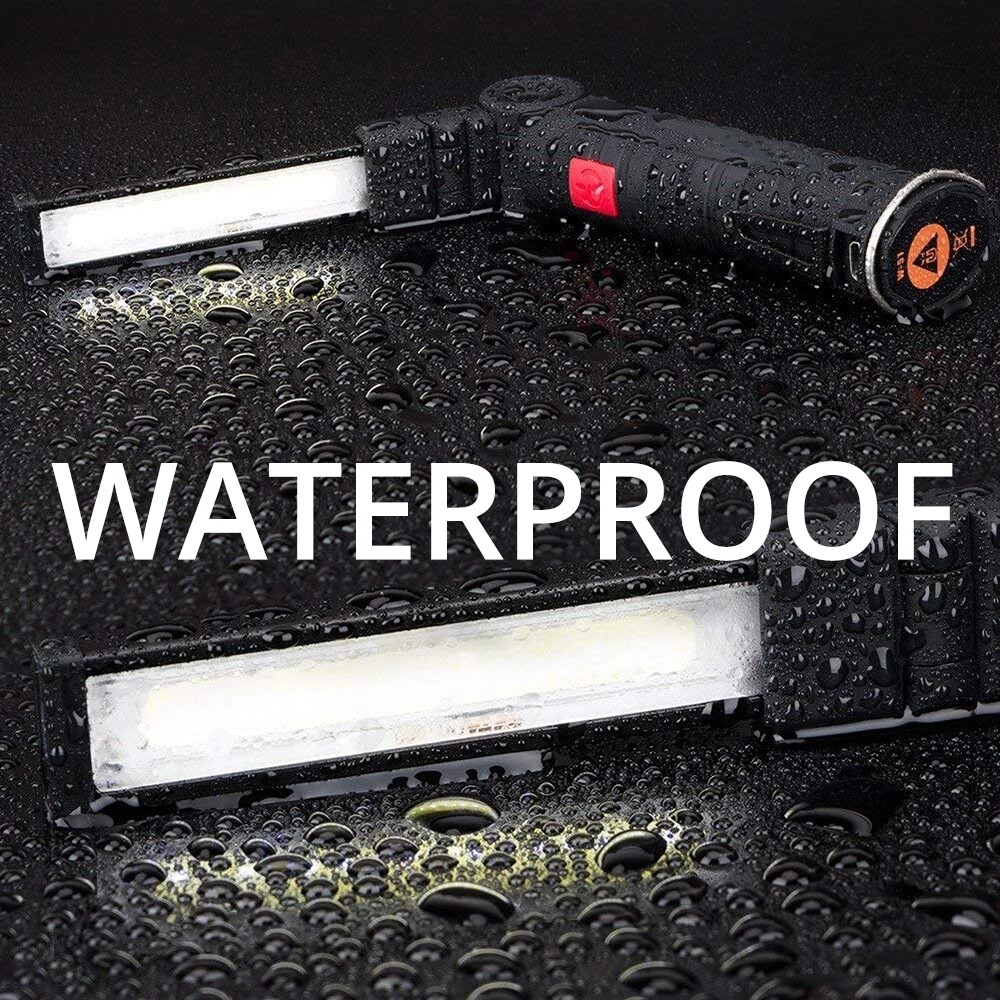 2PCS Magnetic COB LED Work Light Lamp USB Rechargeable Flashlight Folding Torch