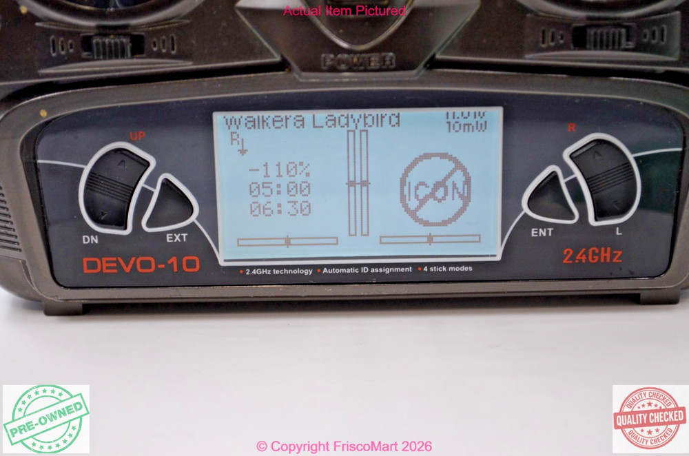 Walkera Devo 10 RC Controller. with Phone Holder Adapter, Aux4 Antenna installed