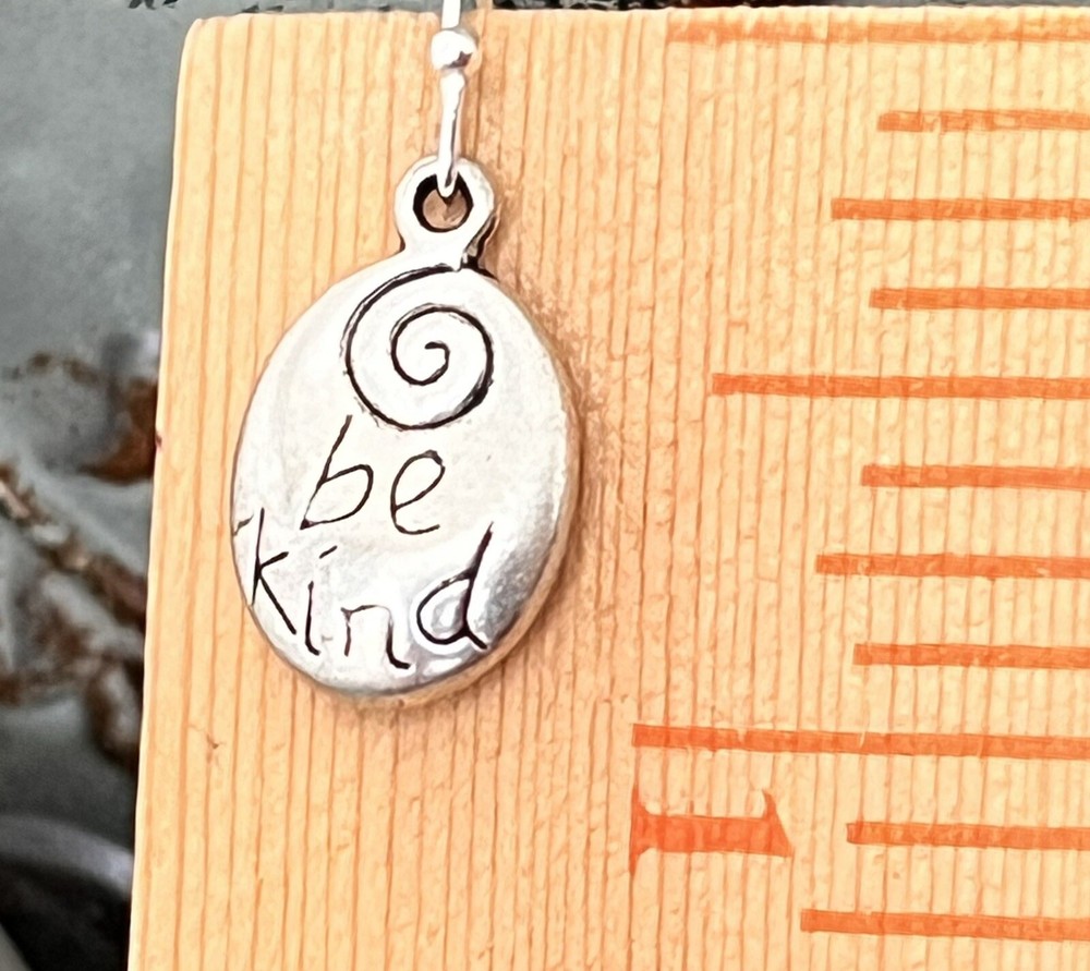 Silver Dangle Earrings. Be Kind.