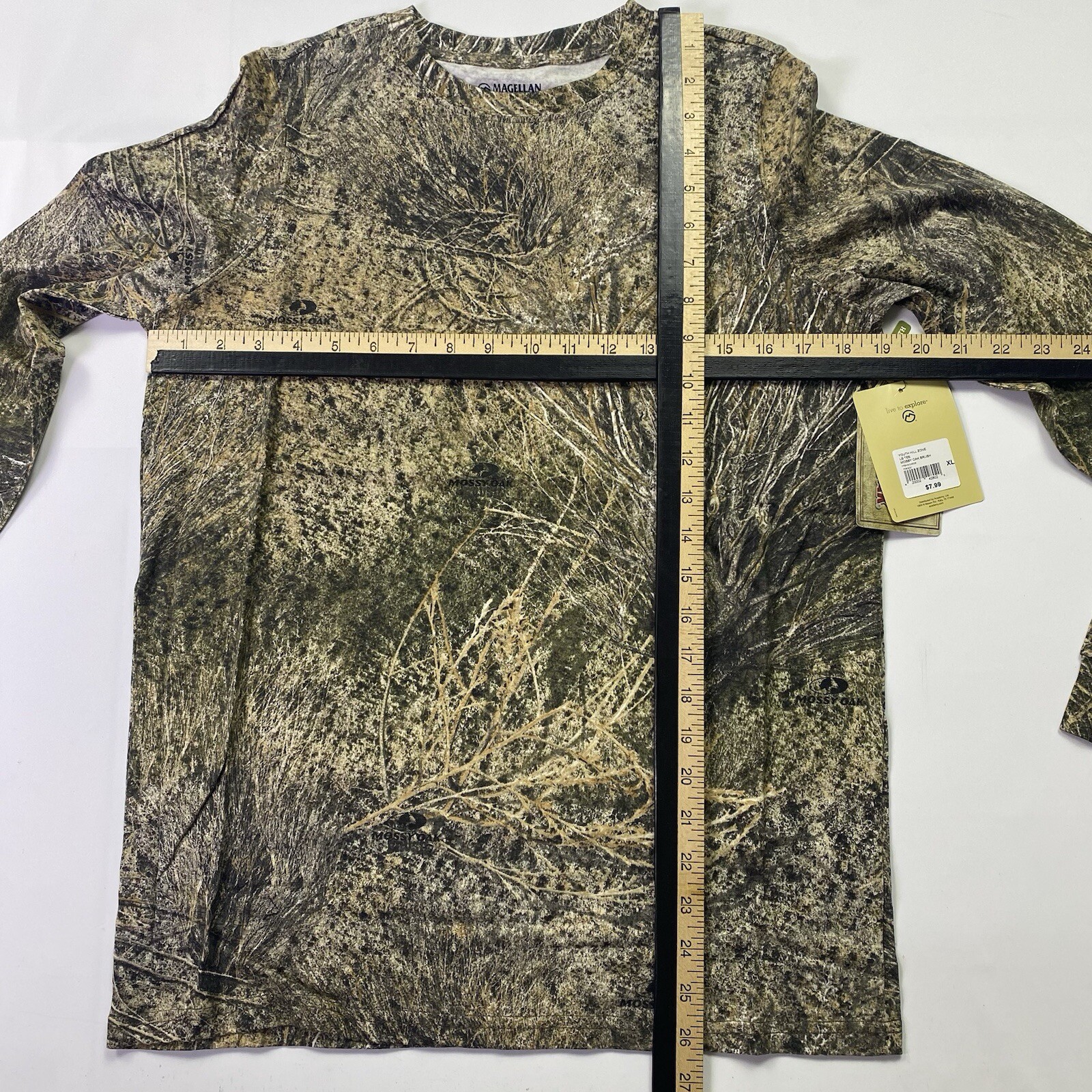 Magellan Mossy Oak Youth XL Long Sleeve Brush Camo Hunting Shirt Cotton Casual