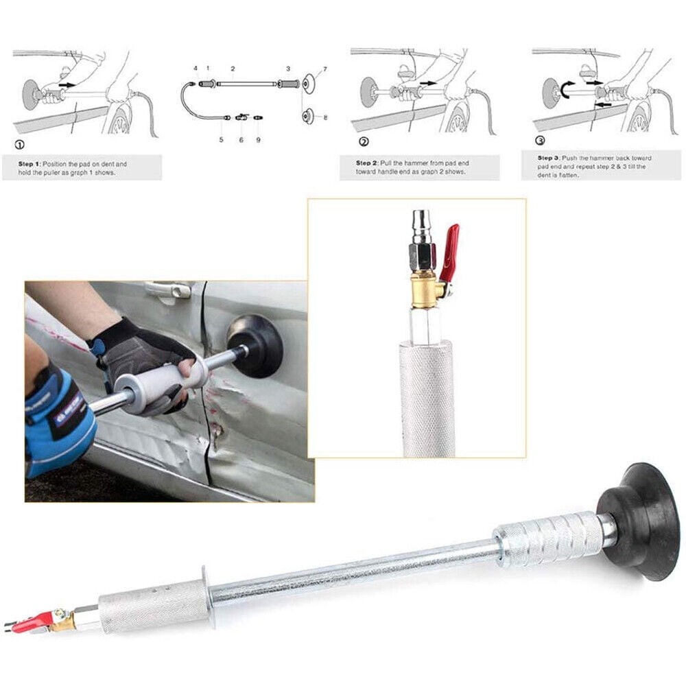 Air Pneumatic Suction Dent Puller Slide Hammer Pulling Car Body Repair Work Tool
