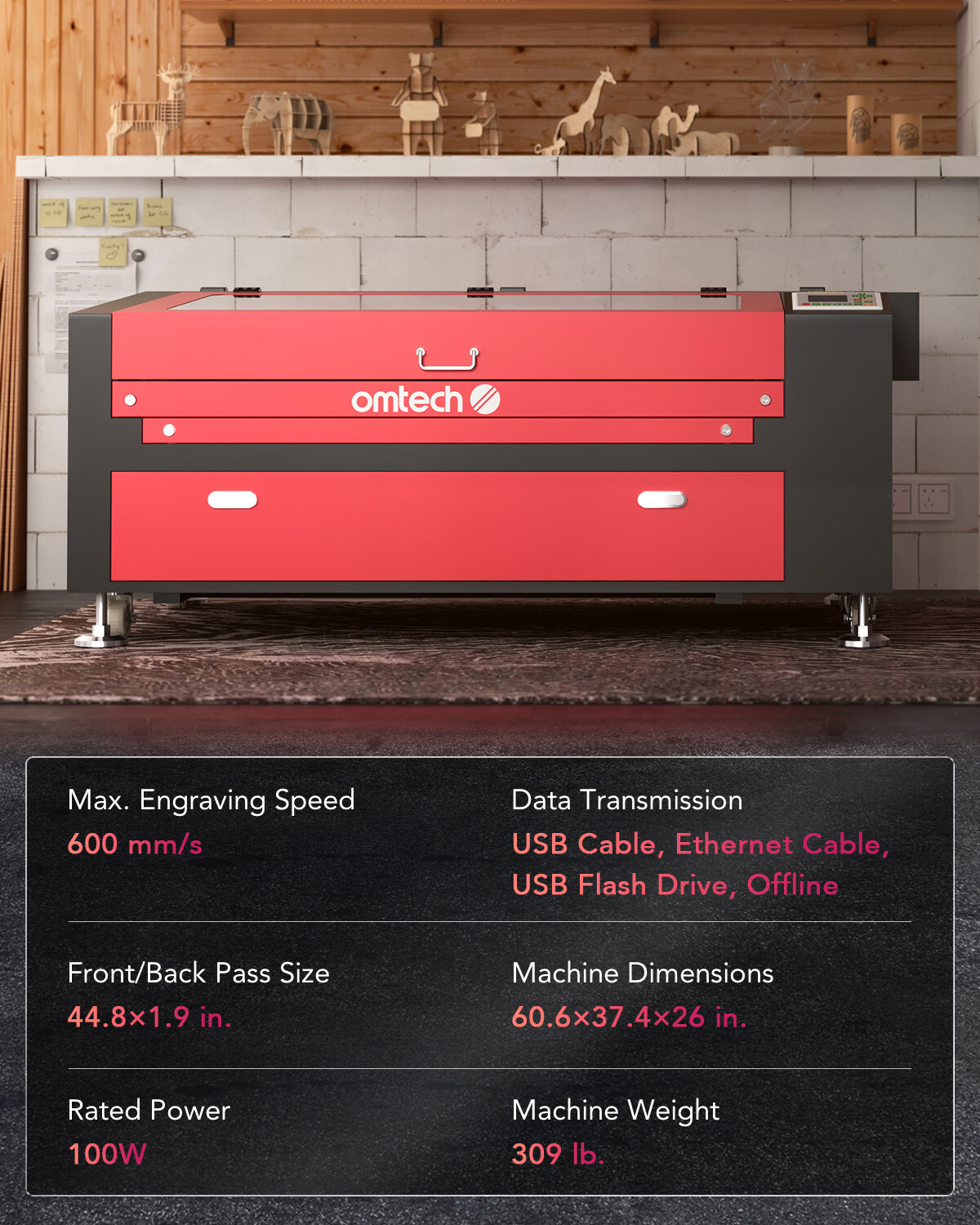 OMTech 24x40 100W CO2 laser Engraver Cutter Cutting Engraving Machine Autofocus