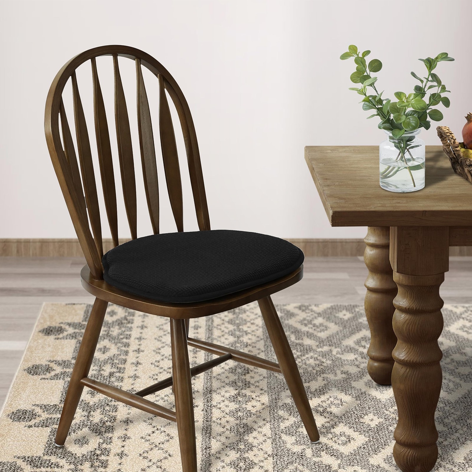 Shinnwa Windsor Chair Cushions 4 Pack, Non Slip 4 Count (Pack of 1), Black