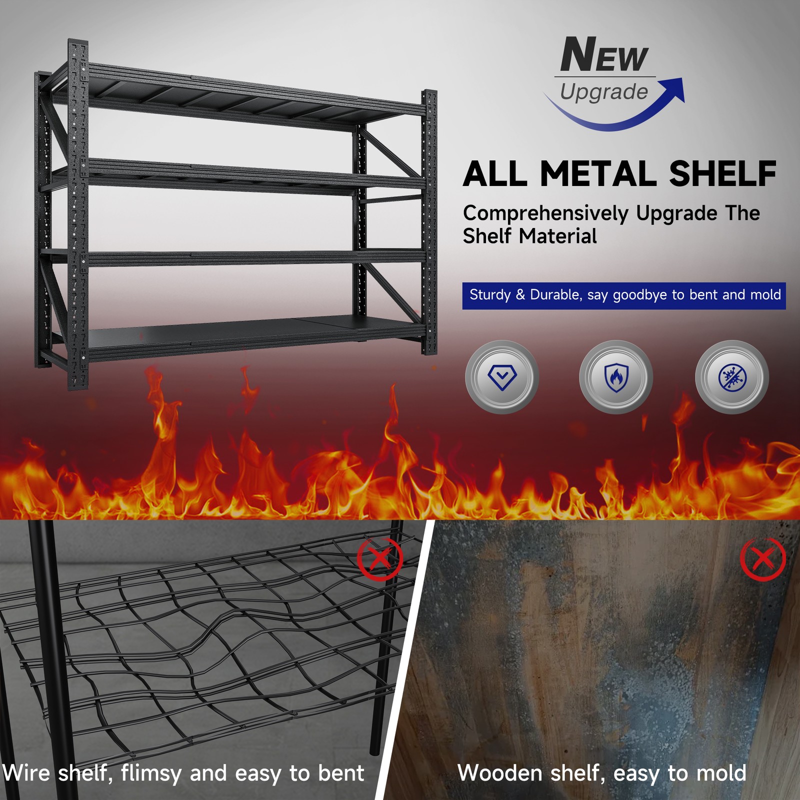 5000LBS Heavy Duty Garage Shelving Units, 60" W Metal Storage Rack for Home