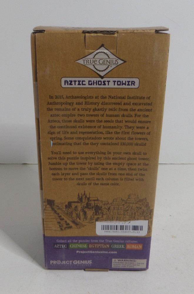 Aztec ghost tower game wood puzzle with marbles