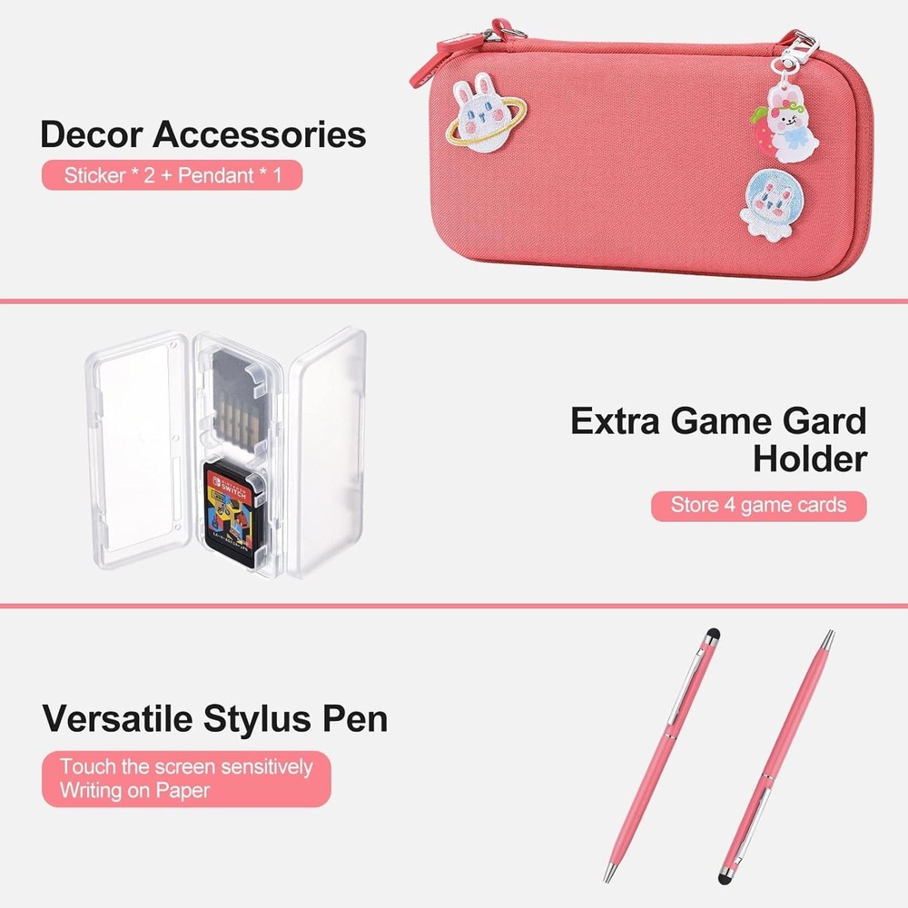 Switch Lite Accessories Bundle Hard Shell Case Screen Protector Game Holder
