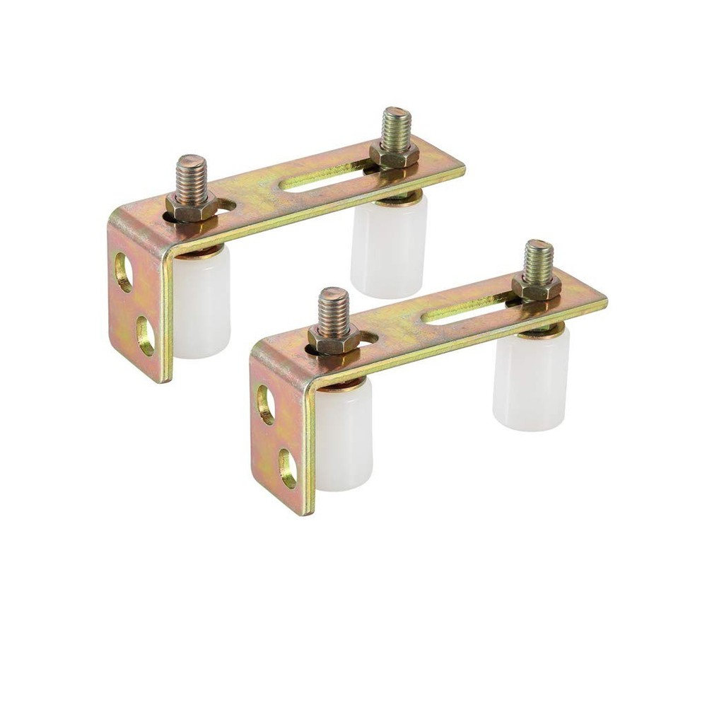 Adjustable Slide Gate Guide Roller Set with L Post Bracket, Dual Nylon Rollers,